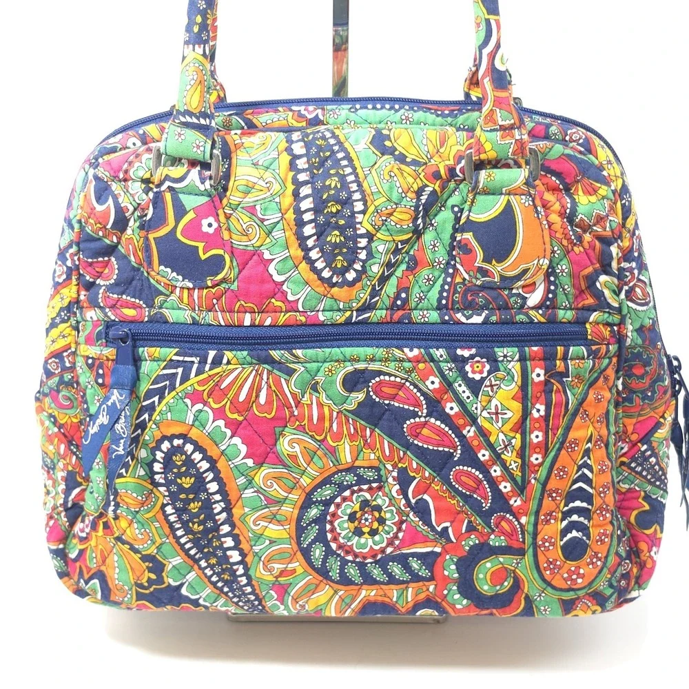 Vera Bradley Turnlock Satchel Bag Venetian Paisley Multicolor Quilted Handbag